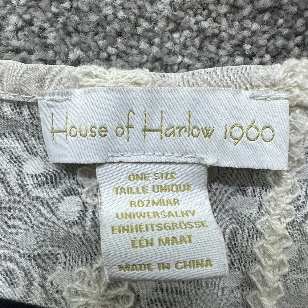 House of Harlow 1960 Duster Swim Cover Up Cream Swiss Dot Crochet Lace One Size